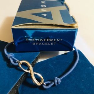 Blue Infinity Bracelet Stretch Silvertone Avon Minimalist Empowerment